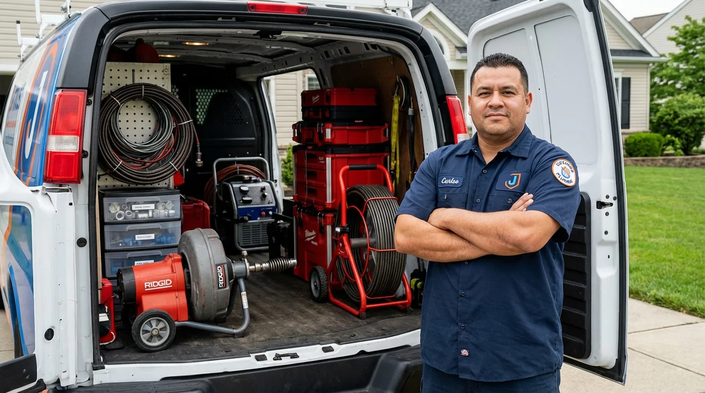 Professional drain cleaning equipment and Johns Plumbing LLC plumber in Watford City